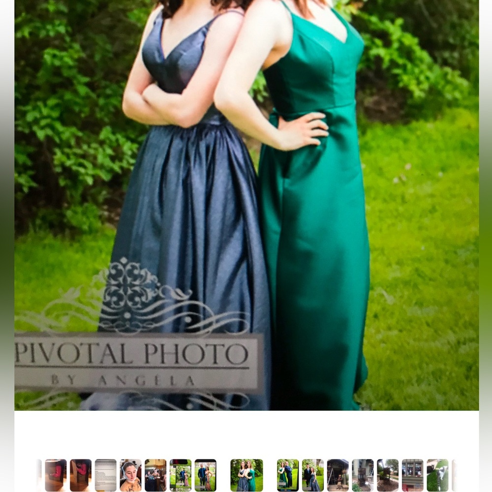 Alfred Sung Prom Formal Dress Criss Cross Back Strap Hunter Green size 8 10 EUC - Picture 7 of 7
